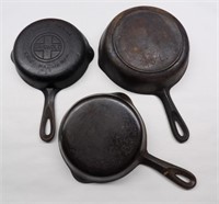3 Small Cast Iron Pans: 1 Griswold