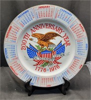 1976 200th Anniversary Yr Calendar Plate