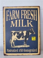 Farm Fresh Milk Metal Sign