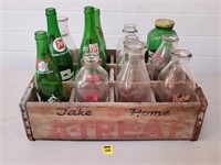 A Treat Crate w/ Milk Bottles and Other Bottles