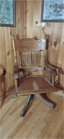 Beautiful Antique Pressed Back Oak Office Chair.