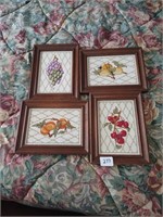 Group of small crosstitched fruit pictures