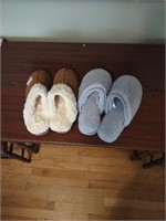 Two pair nice ladies house shoes, sizes 7 & 8.