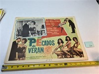 Vtg Summer Sins Spanish Movie Poster / Card