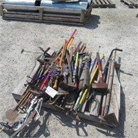 pallet yard tools-hoe's, tree saws, misc