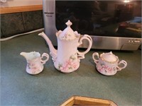 3 PC VTG HAND PAINTED PORCELAIN TEA SET