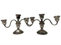 Pair of Sterling 3 Arm Candle Holders