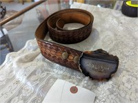 Leather Belt with Geologic Buckle