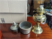 Brass Oil Lamp, Glass Chimneys, Metal Art