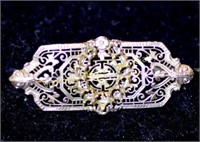 10k gol filigree pin, 3.7 grams