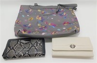 Like New Rosetti Gray Handbag & 2 Ladies Wallets