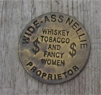 Wide Ass Nellie Brothel Style Brass Token / Coin