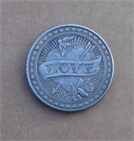 Love / Hate Hobo Style Dollar Challenge Coin