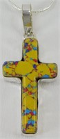 Mosaic Jasper Cross 2.4" Pendant & Chain