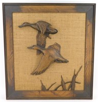 ** Vintage C. Owen Hand Carved Ducks Wall Hanging