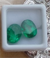 Pair Emeralds Gemstones 17.70cts