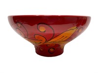 Red Ceramic Handpainted Floral Design Bowl