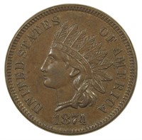 Unc 1874 Indian Cent