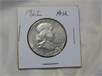 1962 Ben Franklin Half Dollar AU 90% Silver