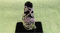 STERLING SILVER ROSE RING SIZE 9, NEW