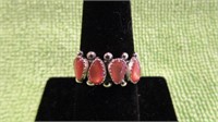 STERLING SILVER W/PINK SHELL RING SIZE 8, NEW
