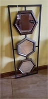 Metal-framed 3 hexagon mirror
