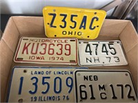 5 vintage Motorcycle license plates.