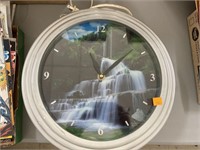 Waterfall Clock. Light up. 14in diam.
