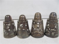 Group of 4 Silver Overlay Shakers