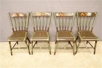 SET OF 4 HANDPAINTED ARROW BACK CHAIRS: