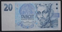 Czech Republic $20  Korun Bill Banknote