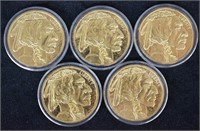 24K Gold Clad  $20 Gold Buffalo Tribute Proofs; 5