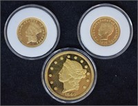24K Gold Clad Indian Head Eagle Tribute Proofs, 3