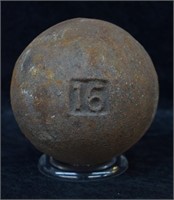 Antique 16 Pound Cast Iron Cannon Ball