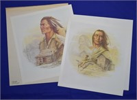 2 pcs. Ben Hampton Signed Native American Prints