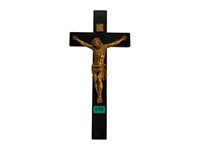 Antique Bronze and Wood Crucifix