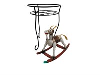 Wooden Horse with Plant Stand