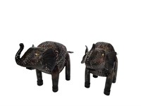 Enamel Perforated Metal Elephants