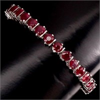 Genuine Round Cut 5mm Top Blood Red Ruby Bracelet