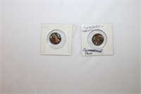 2 KENNEDY-LINCOLN COMMEMORATIVE COINS
