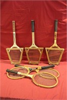 Lot of 6 Vintage Wooden Tennis Rackets