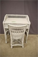 WICKER DESK WITH CHAIR: