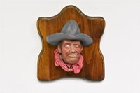 Collectable Rawhide Cowboy Head on Mounting Plaque
