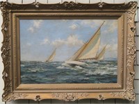 Montague Dawson, oil on canvas, 20 x 30", Yachts