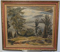 John A Hall, signed, dated 1954, oil on
