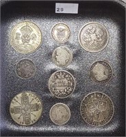 9 Silver World Coins: Britain, Russia, Canada,