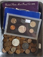 Variety: Wheat Cents, Silver Half, Large Cent,