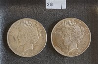 1922, 1923 Peace Dollars XF, AU