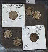 Barber Dimes & Mercury Dime