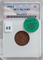 1970-S HCG MS70 RD Cent (small date)